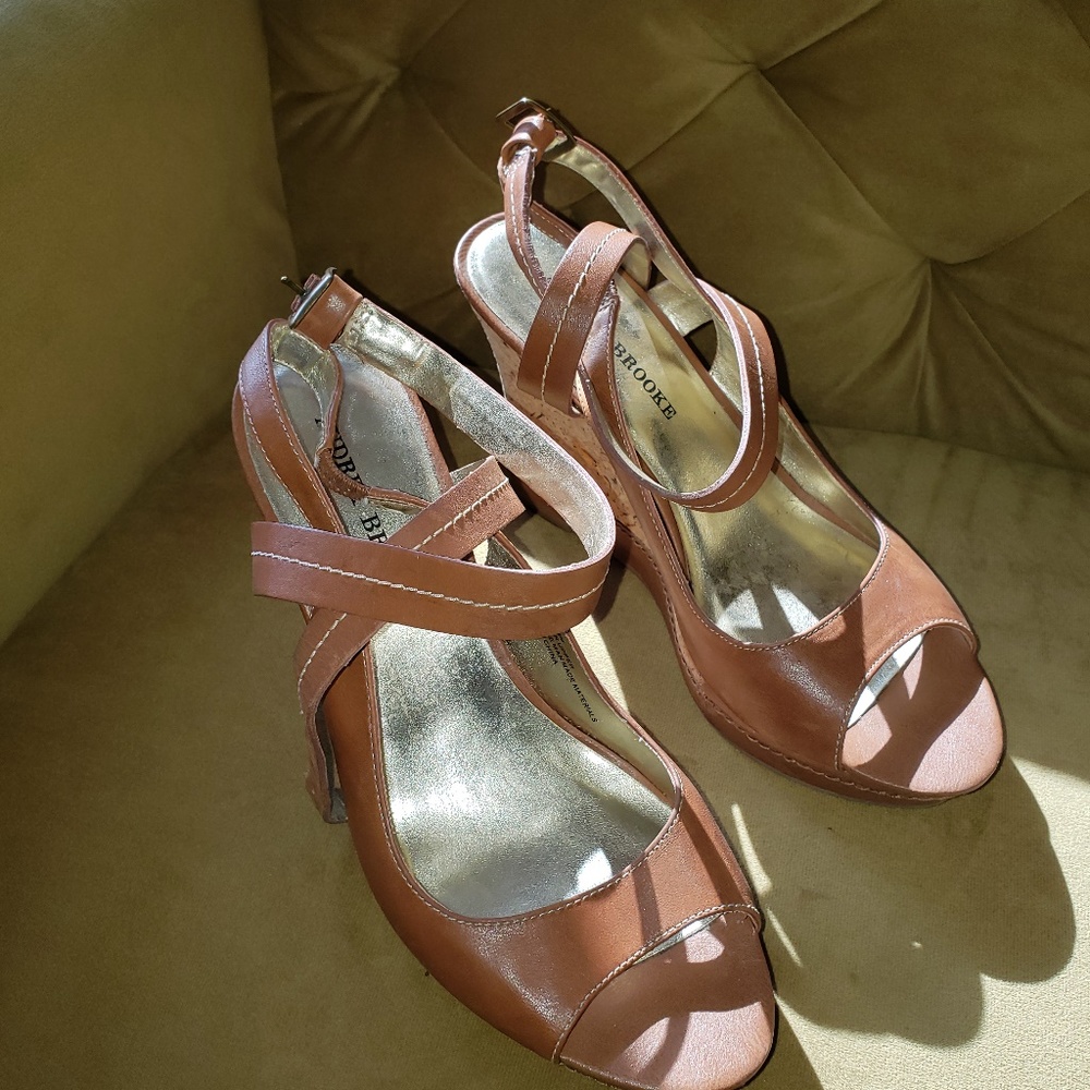 Audrey Brooke Brown/Cork Wedge Sandal